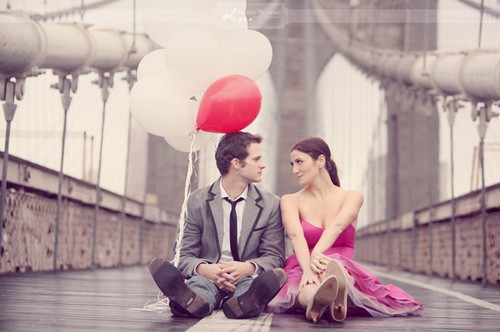 balloons, couple and engagement