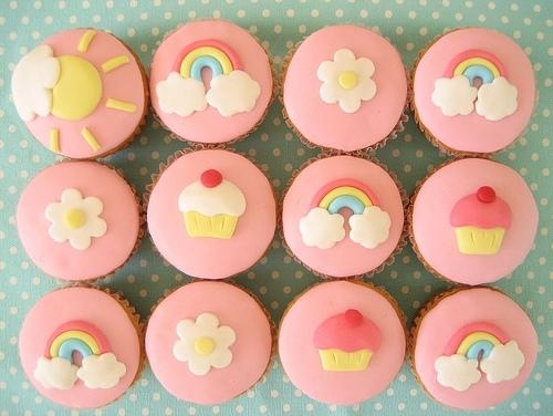 cake, cupcakes and flower