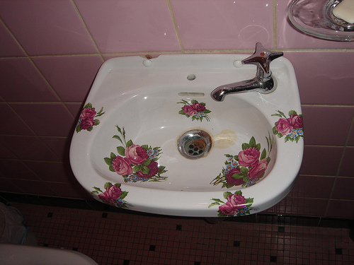 basin, floral and pink