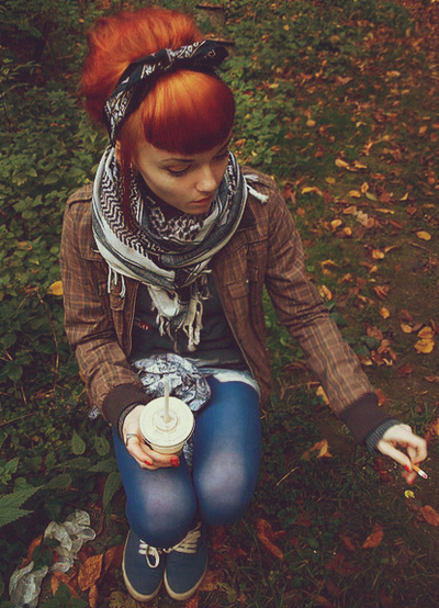autumn, bandana and cigarette
