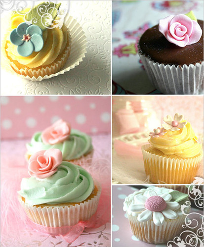 blue, chocolatepink and cupcakes