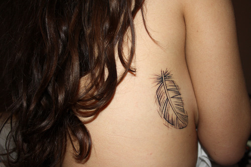feather, feather tattoo and girl