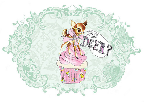 bambi, bow and cupcake