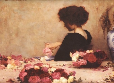 art, female subject and flower