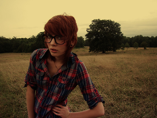 flannel, geek glasses and girl