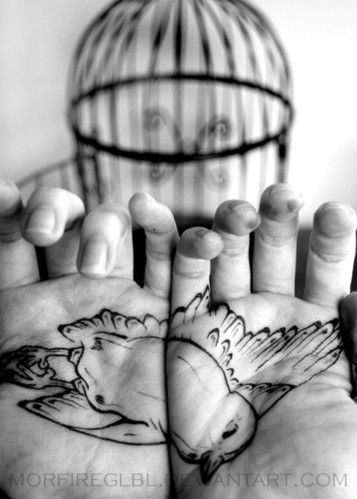 art, beautiful and bird tattoo on hand