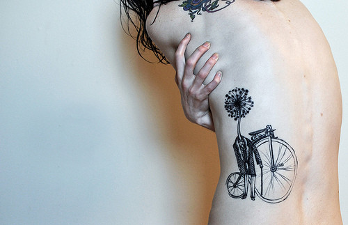 back, bicycle and bicycle tattoo