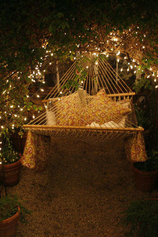 backyard, beautiful and fairy lights