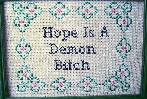 bitch, cross stitch and demon