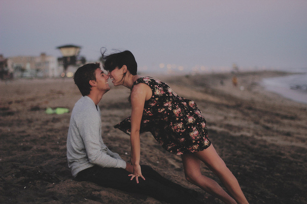 aww, beach, couple, cute, dress, floral