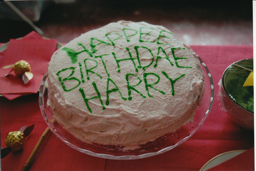 Happy Birthday Harry Potter Card. cake, green, happy birthday,