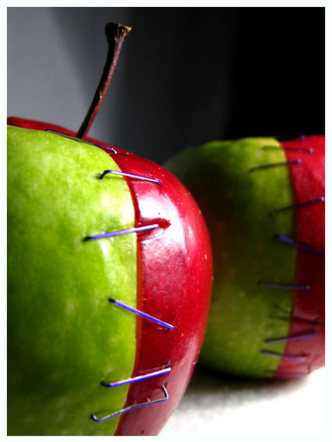 . half, apple, apples, art, color, colorful