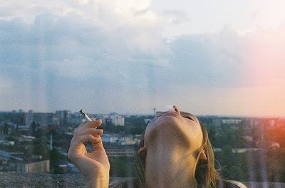 cigarette,  clouds and  girl