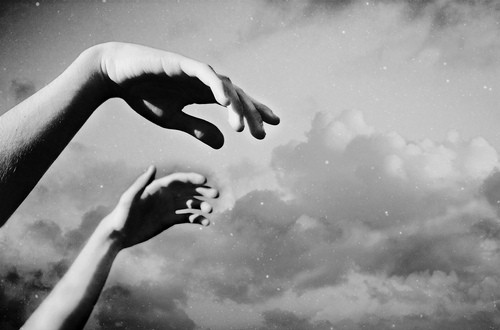 clouds, grey and hands