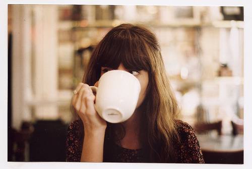 bangs, cup and girl