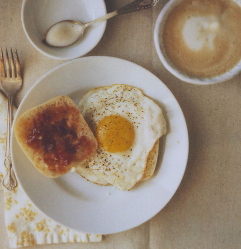 bread, breakfast, coffee, egg, food, jelly