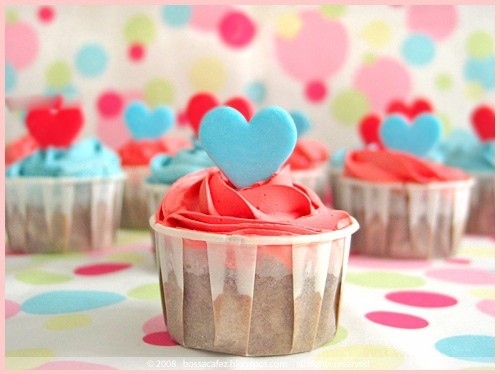 blue, cupcake, cupcakes, dof, dots, heart