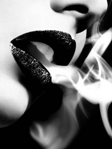black, black and white and black lipstick