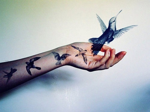 arm, art and bird