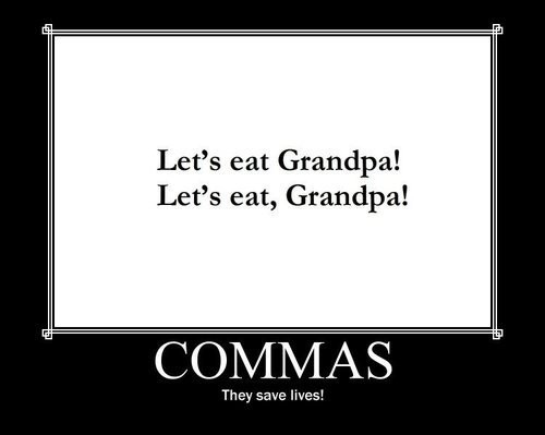 comma, commas and funny