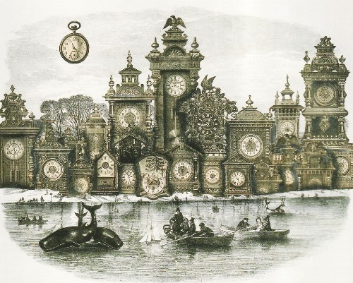 boats, city and clocks