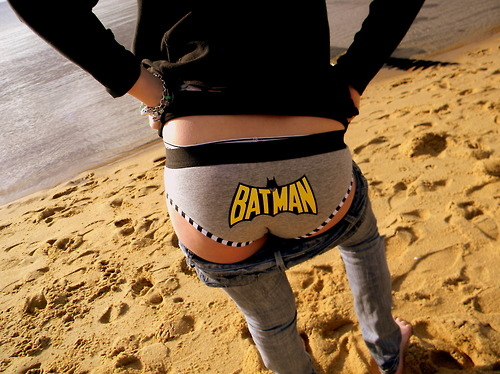 batman, beach and girl