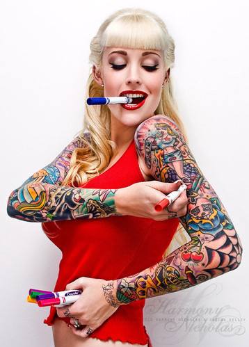 color, crazy tattoo and girl