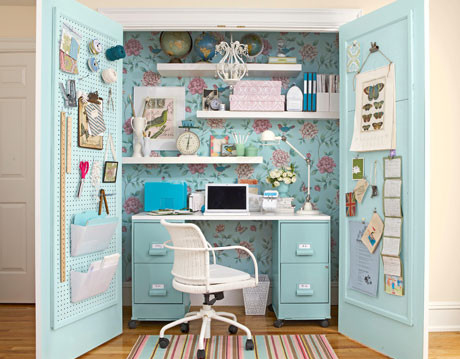 blue, clever and closet craft space