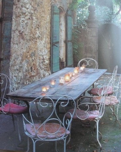 blue, candles and courtyard