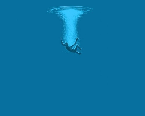 blue, drowning and fall