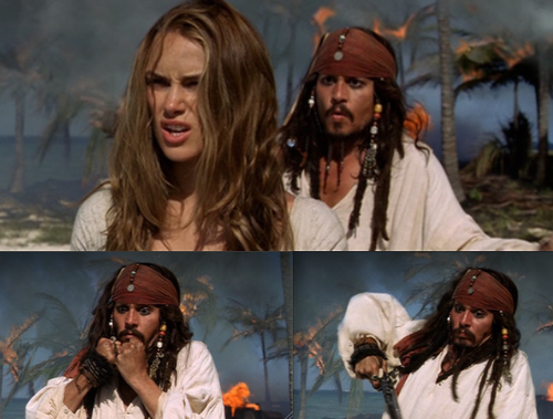 elizabeth, elizabeth swann and jack sparrow