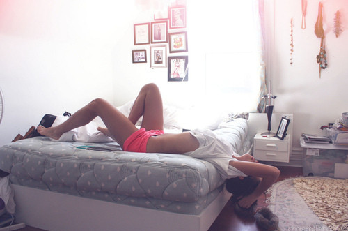 bed, girl and lazy