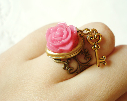 fashion, flower and flower ring