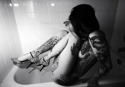 bath tub,  girl and  hot