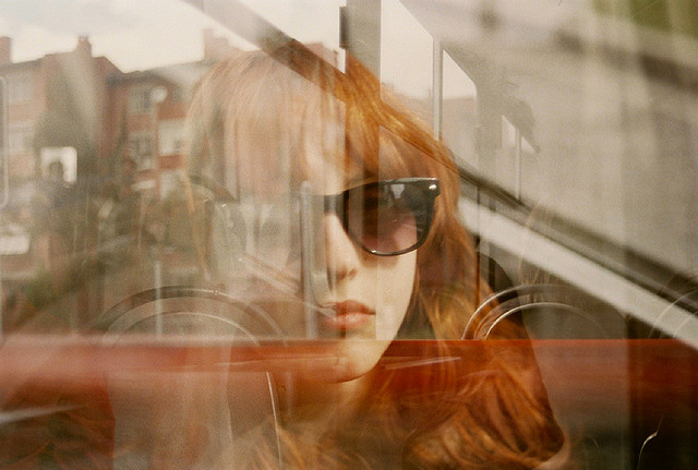 girl, redhair and reflection