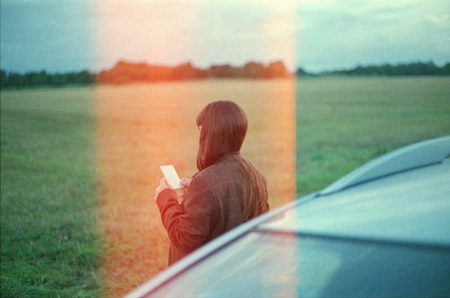 film, girl and grass