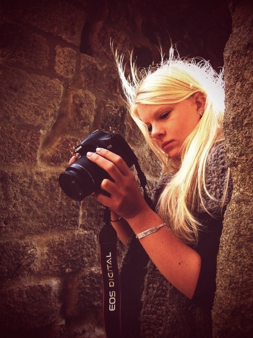 blonde, camera and girl