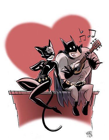 batman, catwoman and guitar
