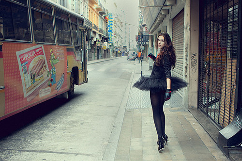 black, bus and dress