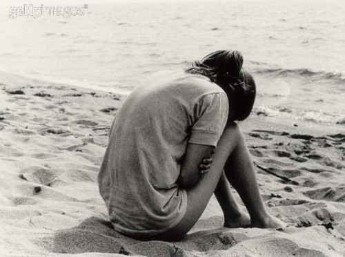 alone, beach and cry