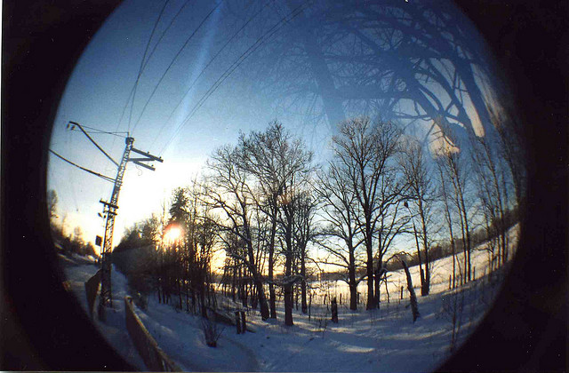 fish eye, russia and snow