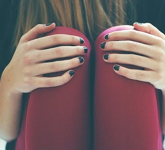 black nails,  girl and  hands