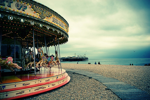brighton, by the beach and carousel