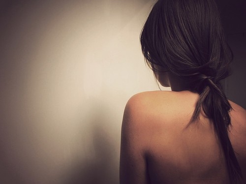 back, body and dark hair