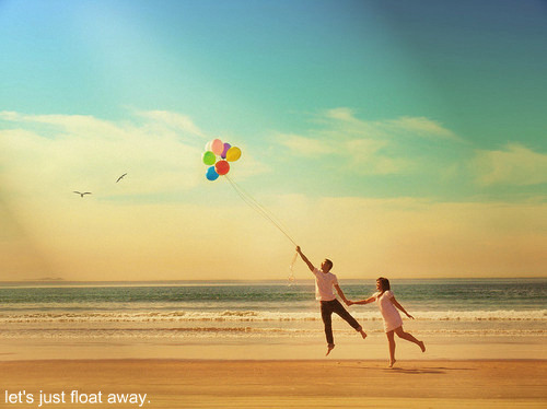 balloon, beach and couple