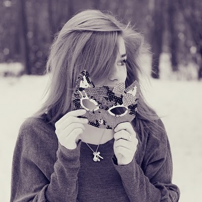 black and white, cat mask and girl