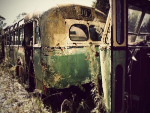 abandoned, broken and bus