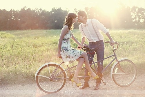 bicycle, couple and love