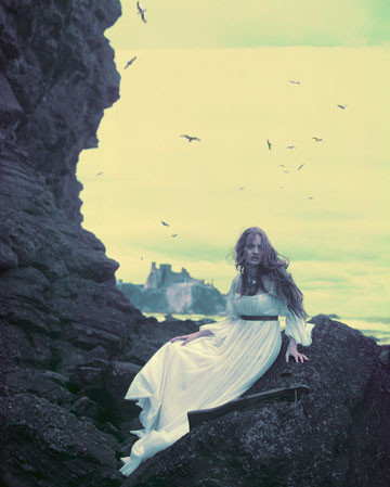 birds, cliff and dress