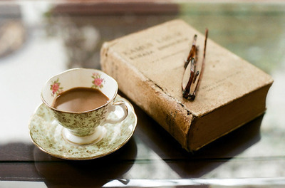 book,  coffee and  cup